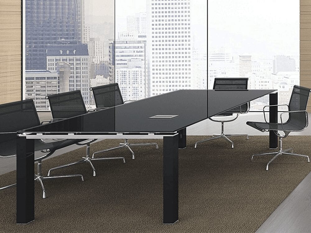 Gem – Glass Top Conference Table with Glass Legs