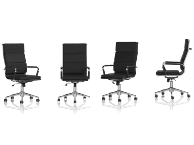 Milan – Black Leather Chrome Executive Chair 01 Img (1)