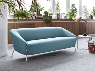 Santos – Three-Seater Sofa in Multicolour with Chrome Legs