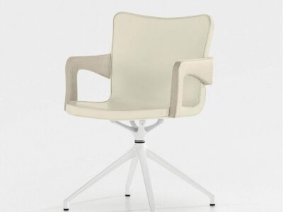 Arlo – Leather Armchair with Swivel Base in Multicolour
