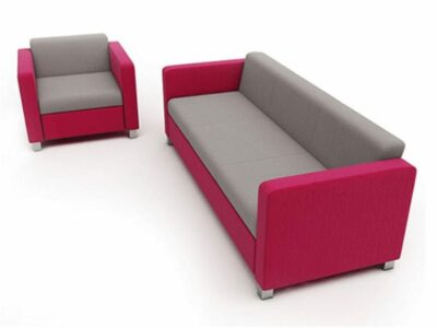 Madison – Three-Seater Sofa in Multicolour with Chrome Feet