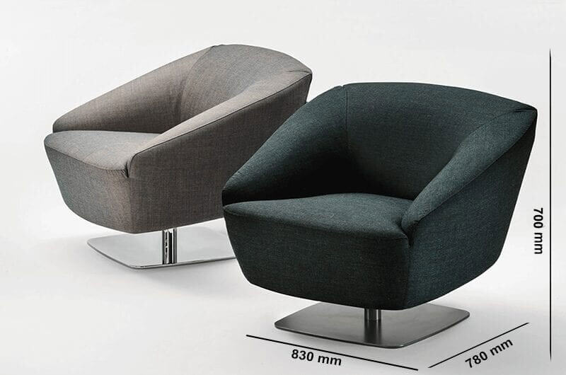 Santos – Medium Back Armchair With Metal Square Base Size Image