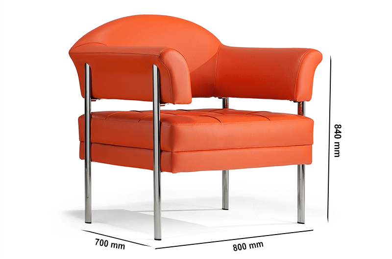 Size Carmella – Medium Back Single Seater Armchair With Chrome Frame