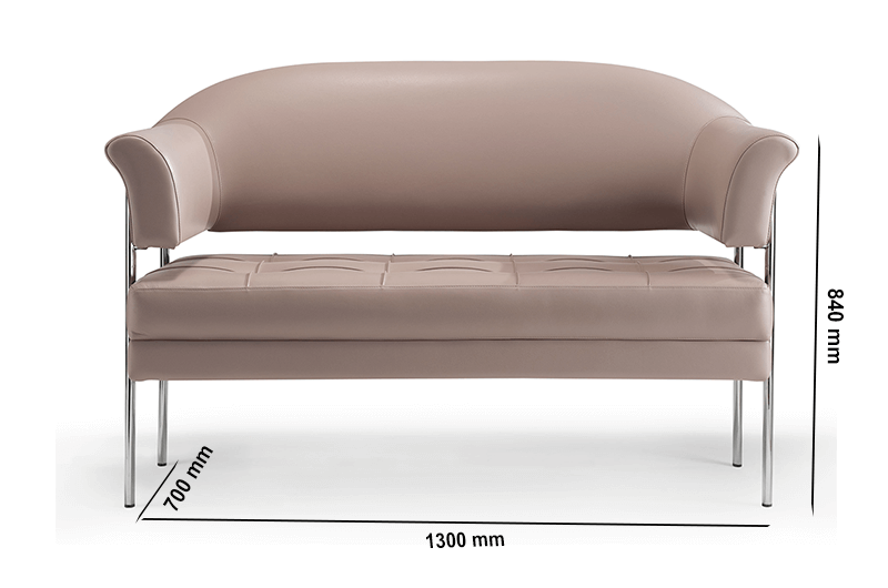 Size Carmella – Medium Back Two Seater Sofa With Chrome Frame