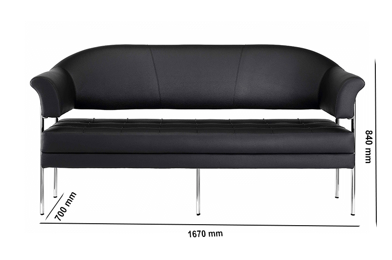 Size Carmella – Three Seater Sofa With Five Chrome Frame