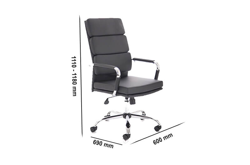 Size Emerson – Black Bonded Leather Executive Task Chair With Armrest