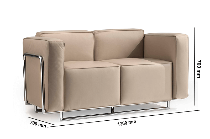 Size Emma – Low Back Three Seater Sofa With Chrome Metal Frame