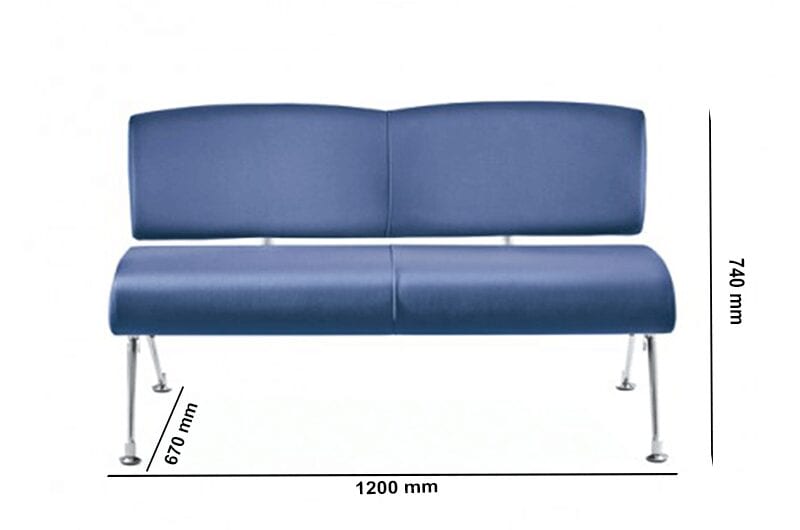 Topaz – Two Seater Sofa with Aluminium Frame