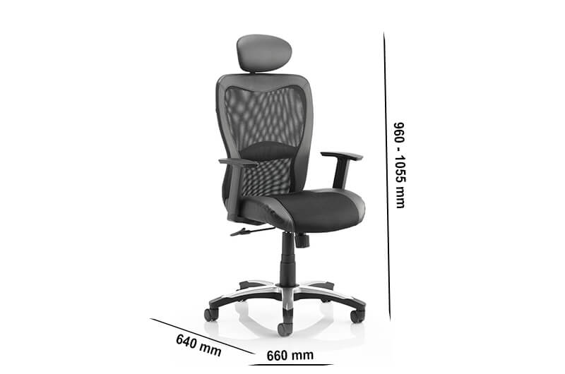 Size Lucius – Mesh And Leather Black Executive Chair With Headrest