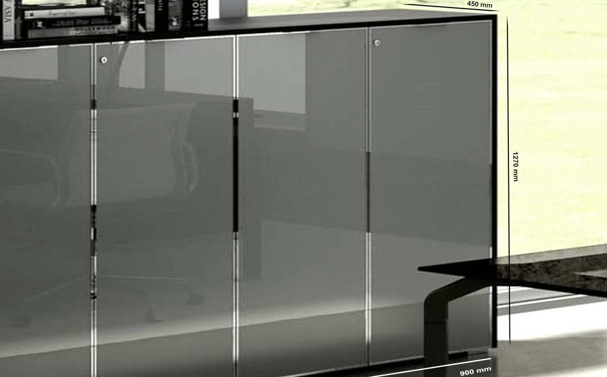 Rey – Medium Level Cupboard with Aluminium Framed Glass Doors Rey – Medium Level Cupboard with Aluminium Framed Glass Doors