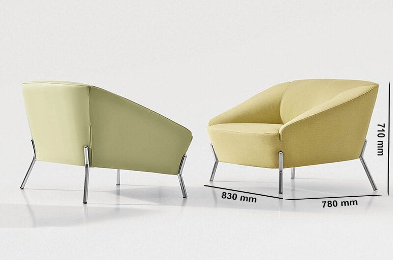 Santos – One and Two Seater Armchair with Chrome Legs