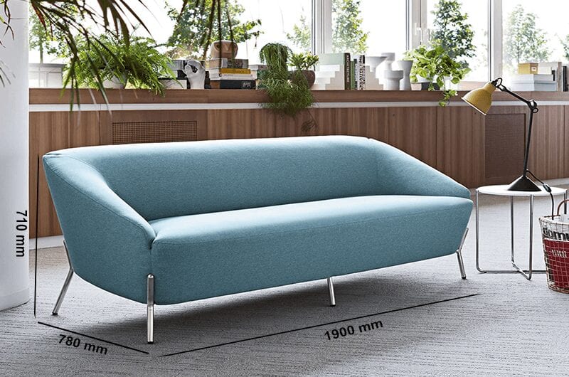 Santos – Three-Seater Sofa in Multicolour with Chrome Legs