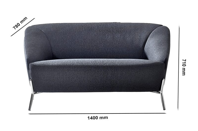 Santos – Two-Seater Sofa in Multicolour with Chrome Legs Santos – Two-Seater Sofa in Multicolour with Chrome Legs