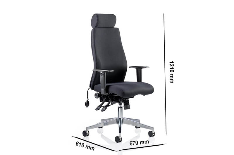 Nyra – Curved Fabric Executive Chair With Headrest Size Nyra – Curved Fabric Executive Chair With Headrest