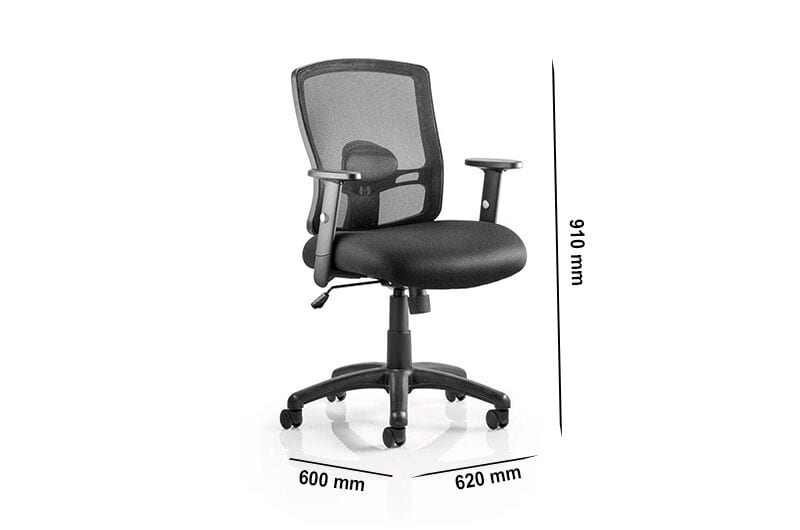 Oregon – Task Operator Office Chair in Black Mesh with Arms