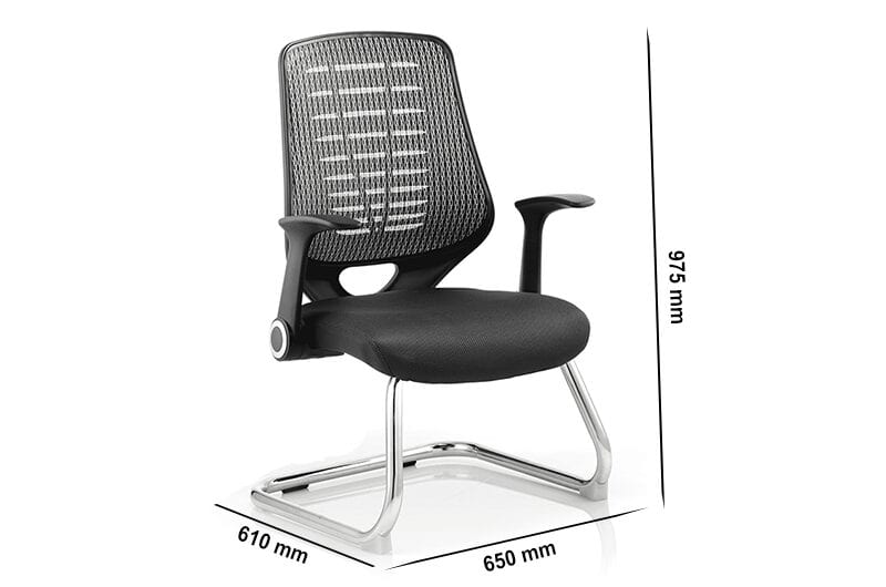 Halo – Black Silver Leather Cantilever Visitor Chair Halo – Black Silver Leather Cantilever Visitor Chair