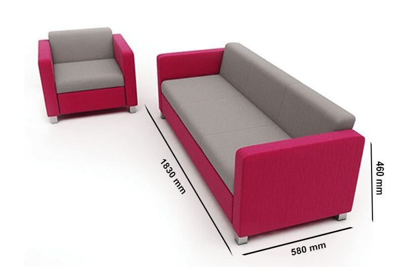 Madison – Three-Seater Sofa in Multicolour with Chrome Feet