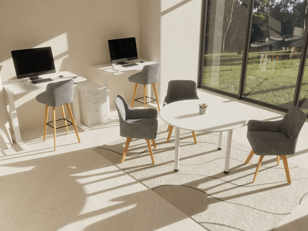 Solo – Grey Fabric Wood Finish Leg Armchair 06 Img