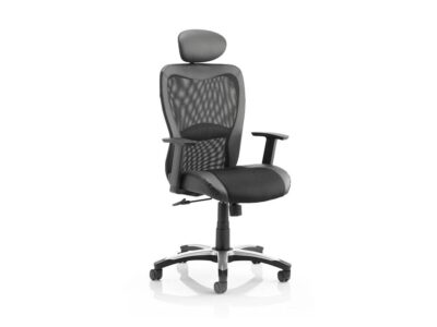Lucius – Mesh and Leather Black Executive Chair with Headrest