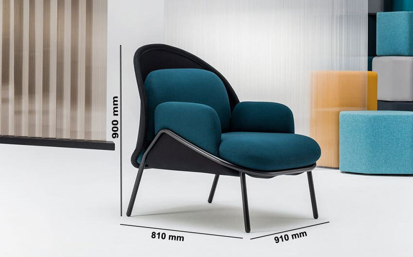 Windsor – Fabric Metal Armchair With Shield And Metal Frame