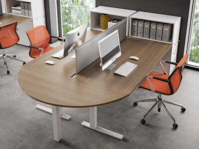 Ampio Back To Back Operational Desk With Meeting End Unit