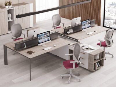 Viviana 2 - Contemporary office workstation desk for 2 or 4 with slim legs