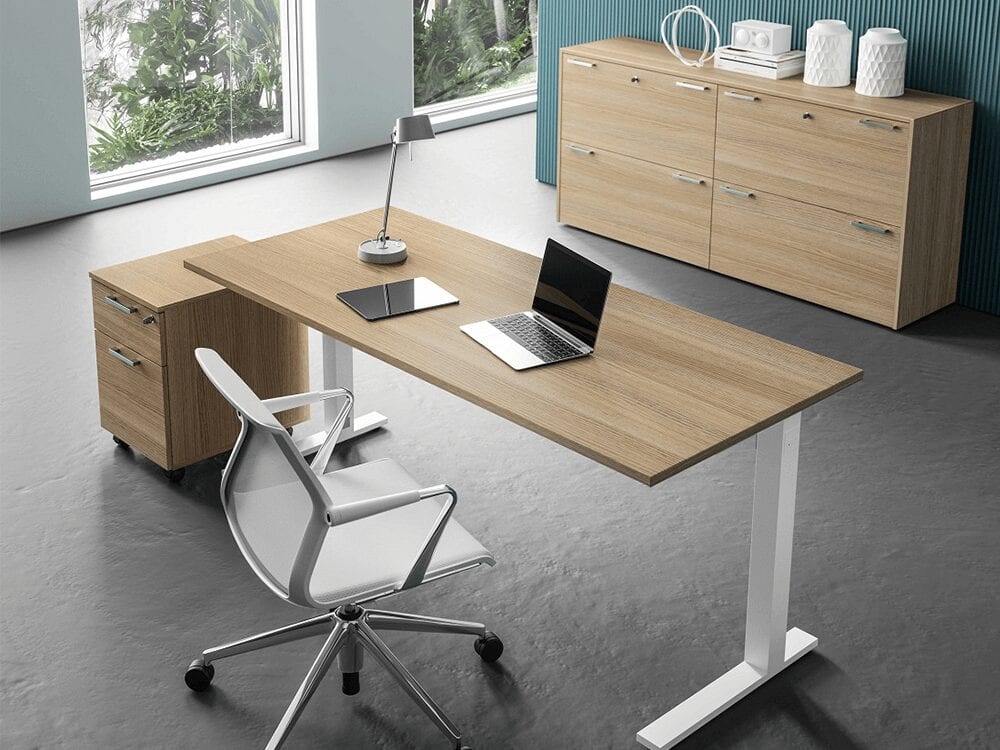 Forte – Square C Leg Executive Desk with Optional Return & Credenza Unit