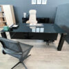 Elegante Black Or White Elegant Toughened Glass Top Executive Desk With Optional Return 03