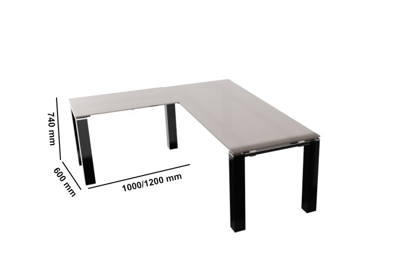 Elegante Elegant Toughened Glass Top Executive Desk With Optional Return Size Img 01
