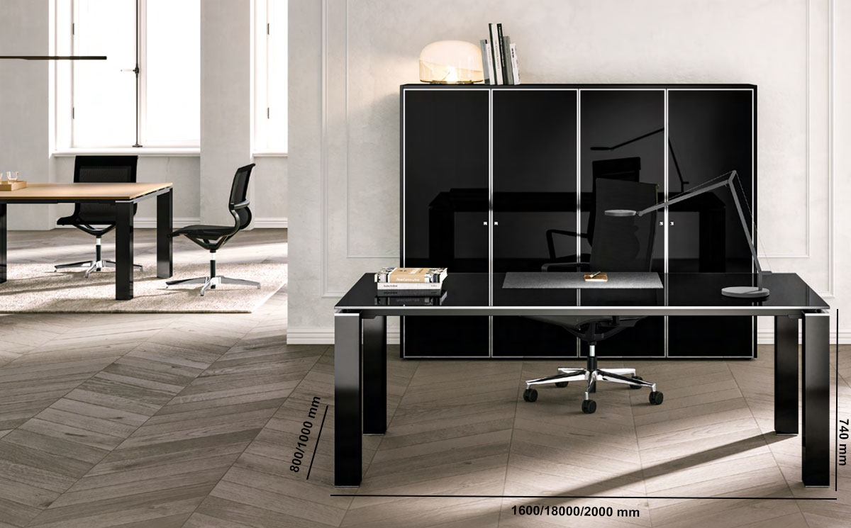 Elegante Elegant Toughened Glass Top Executive Desk With Optional Return Size Img