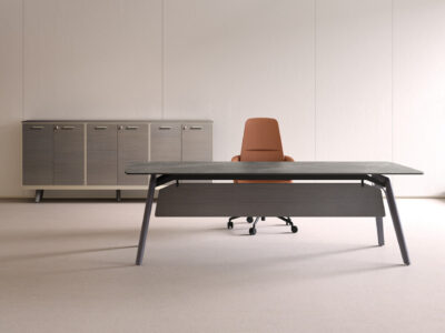 Forza 1 – Modern Sturdy Oak Wood Veneer Executive Desk With A Legs 01