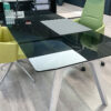 Forza 2 Modern Glass Top Executive Desk With A Leg With Optional Credenza Unit 05