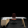 Forza 2 Modern Glass Top Executive Desk With A Leg With Optional Credenza Unit 06