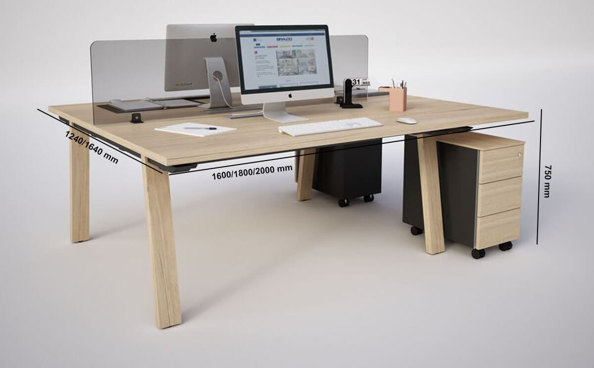 Franco 2 Back To Back Operational Desk In Traditional Oak For 2 People Size Img
