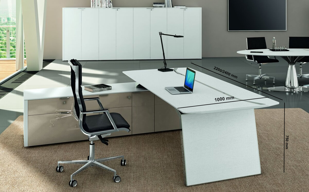 Futura – Modern Black Executive Desk With Solid Panel Legs And Optional Credenza Unit