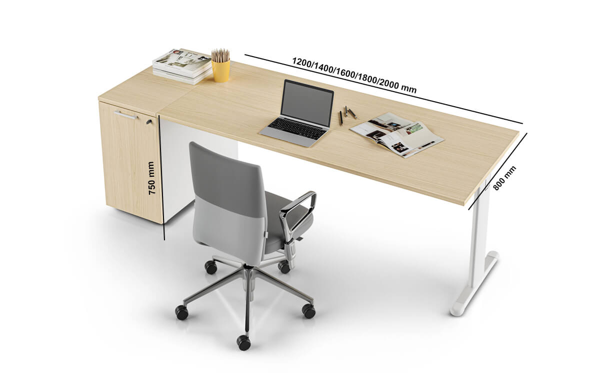 Juna – T Leg Office Desk With Optional Storage And Cable Management Size Im