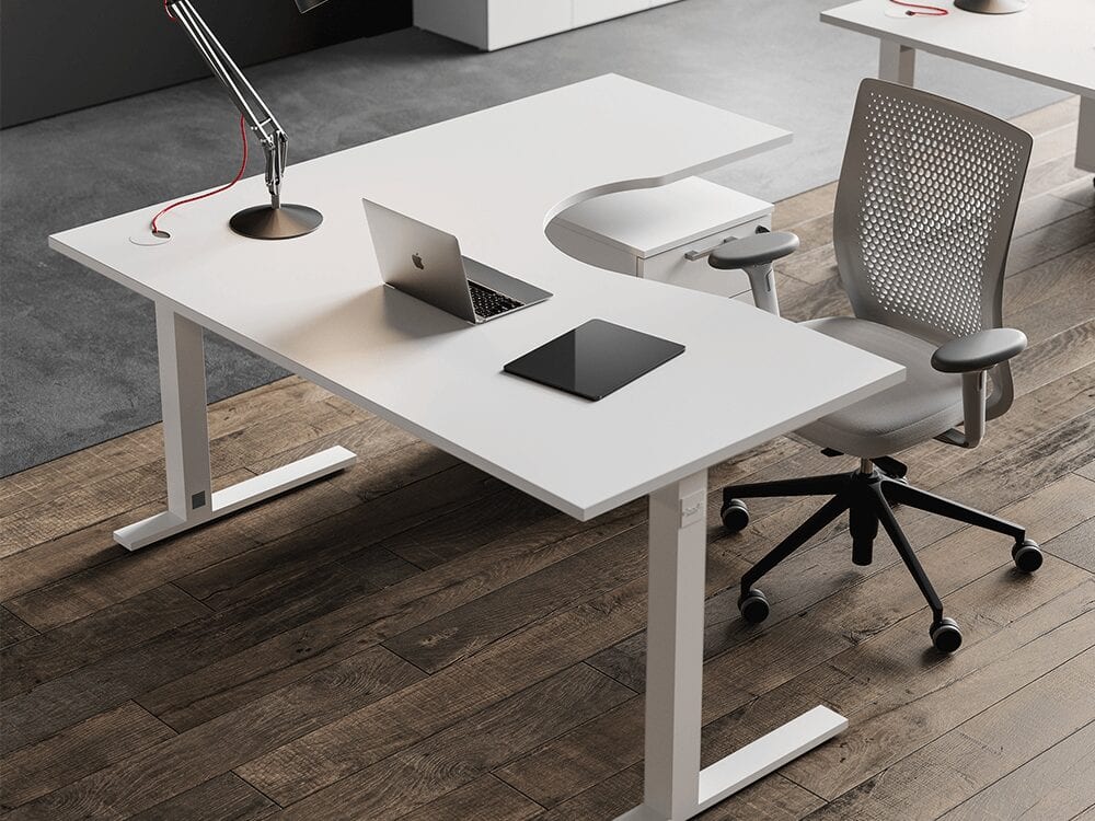 Kera – Square C Leg Corner Office Desk with Storage