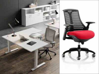 Kera – Square C Leg Corner Office Desk with Storage