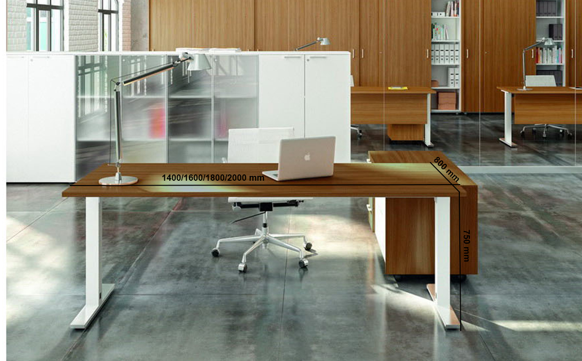 Liscio – Square T Leg Executive Desk With Optional Return