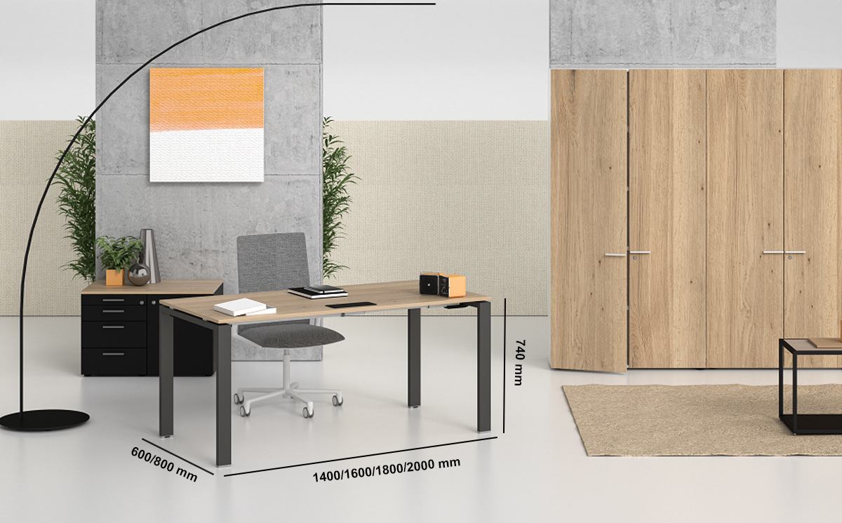 Lorenzo – Veneer Top Executive Desk With Goalpost U Legs And Optional Return