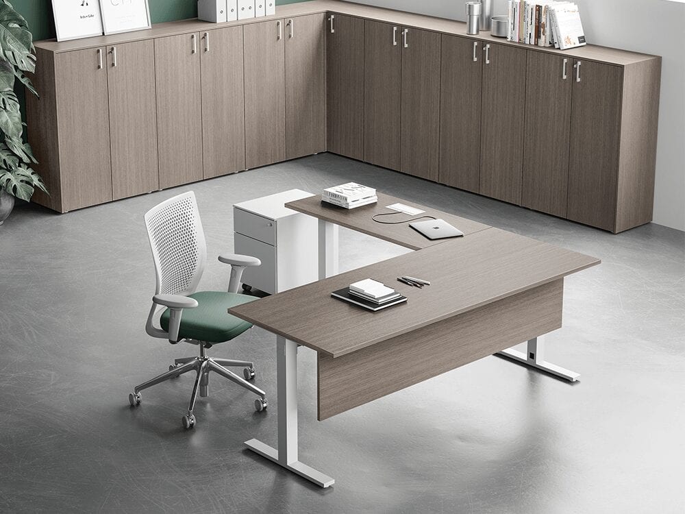 Liscio – Square T Leg Executive Desk with Optional Return