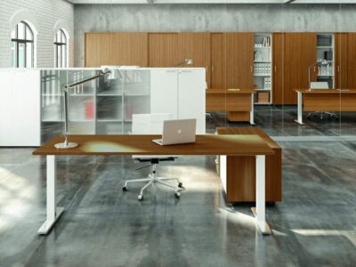 Liscio – Square T Leg Executive Desk with Optional Return