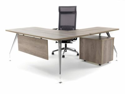 Lara Modern Wood Finish Executive Desk with Optional Return & Modesty Panel