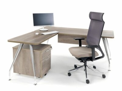 Lara Modern Wood Finish Executive Desk with Optional Return & Modesty Panel