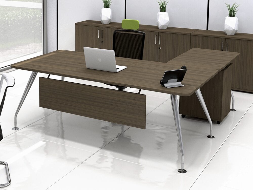 Lara Modern Wood Finish Executive Desk with Optional Return & Modesty Panel