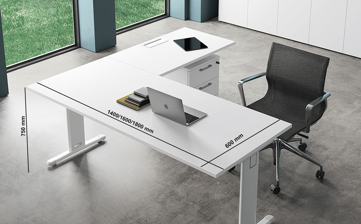 Monica – White T Leg Office Desk With Optional Return Size Img