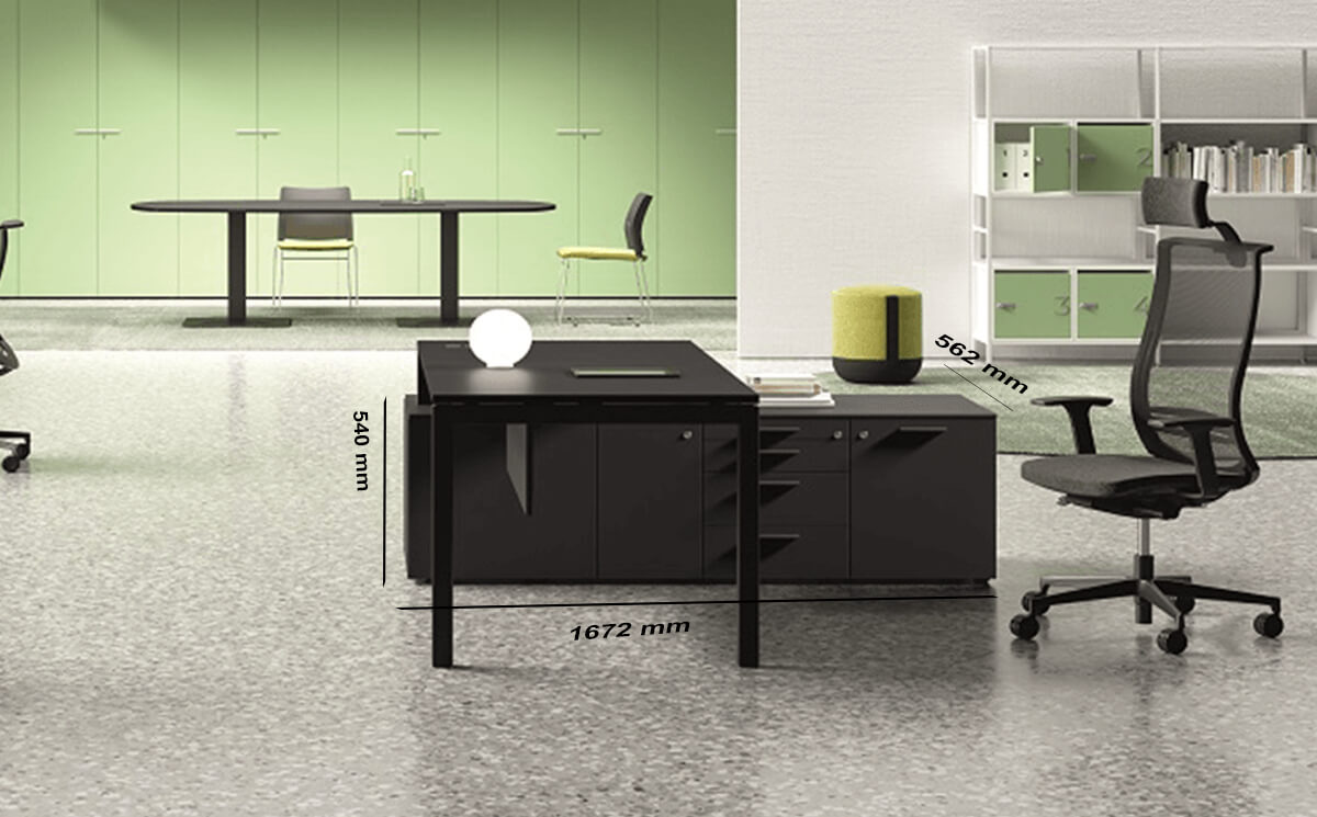 Size Credenza Nicolo – Executive Desk With Goalpost U Leg
