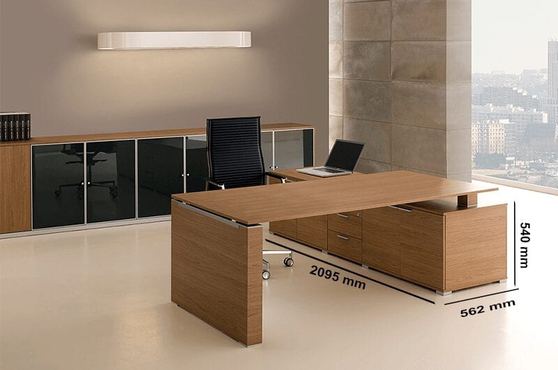 Kingsley 2 – Bridge Executive Desk with Panelled Legs + Optional Modesty Panel and Credenza Unit Kingsley 2 – Bridge Executive Desk with Panelled Legs + Optional Modesty Panel and Credenza Unit