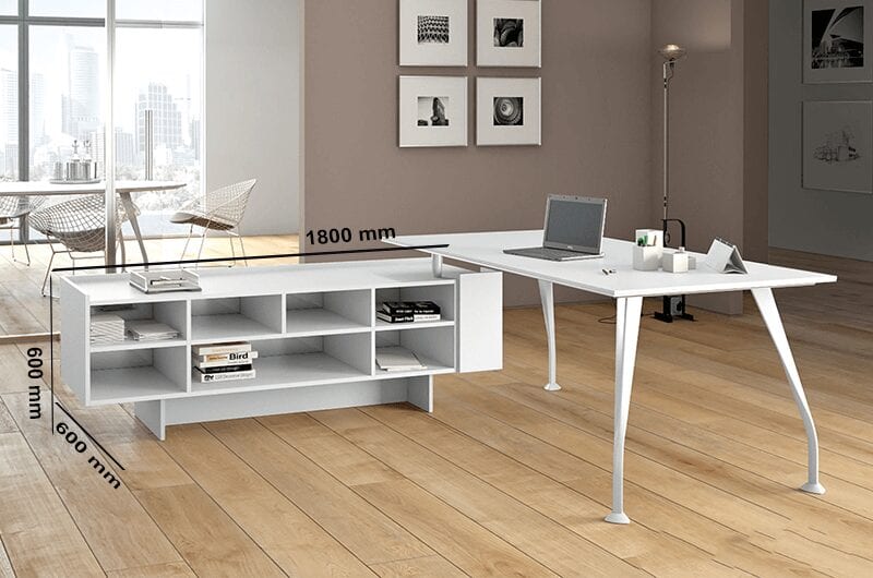 Zeta Executive Desk with stylish legs with Optional Return & Credenza Unit