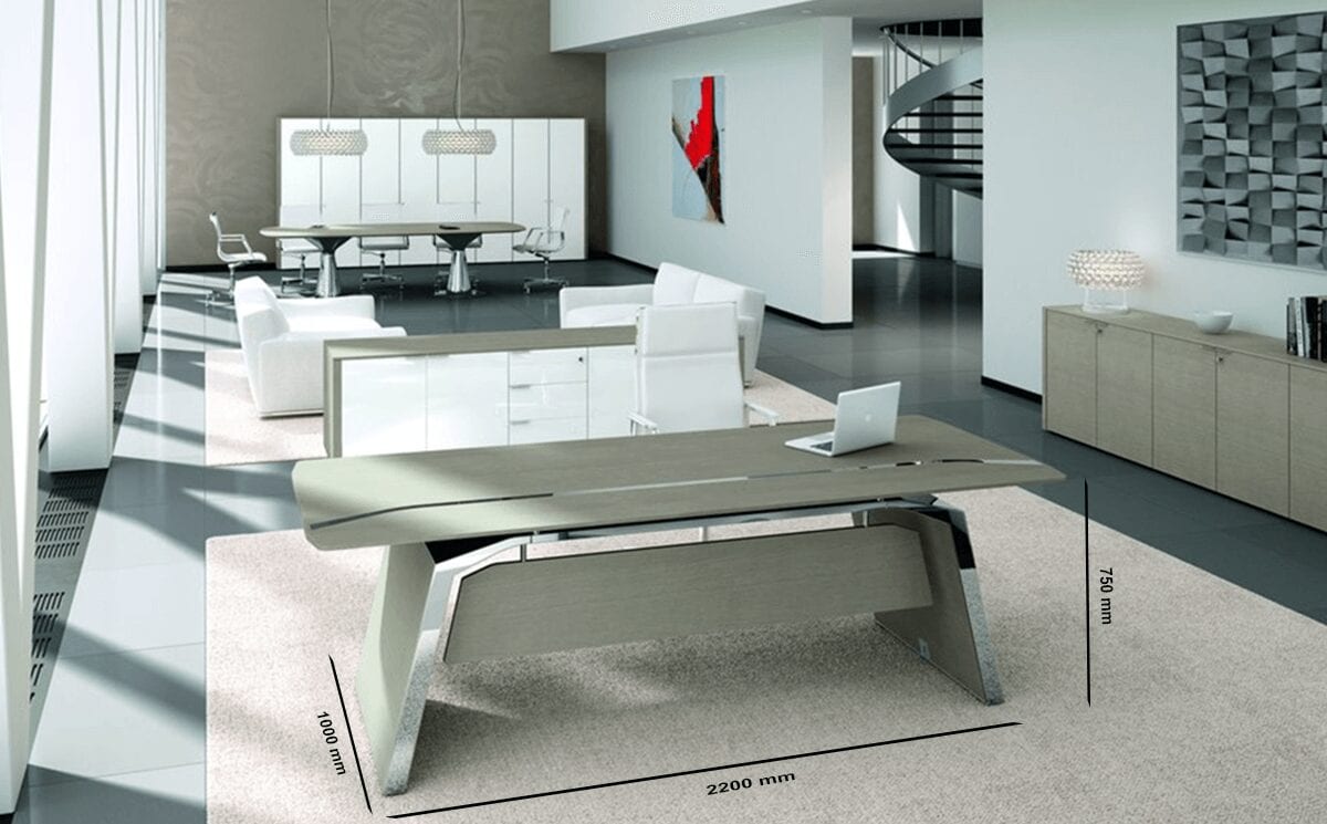 Futura 2 - Modern White, Black, Wood Veneer or Oak Executive Desk Futura 2 - Modern White, Black, Wood Veneer or Oak Executive Desk